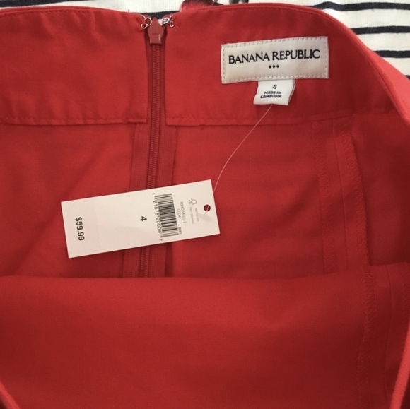 🆕 Banana Republic Red Skirt with Waist Sash (Cotton- Linen- Spandex Blend) NWT - Picture 5 of 7